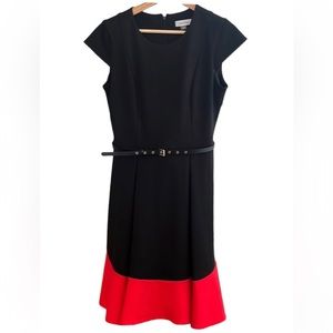 Calvin Klein Black & Red Dress w/Belt